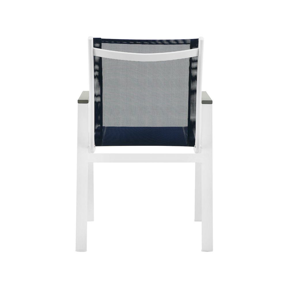 Nizuc Navy Mesh Water Resistant Fabric Outdoor Patio Dining Arm Chair, Set of 2. Picture 2