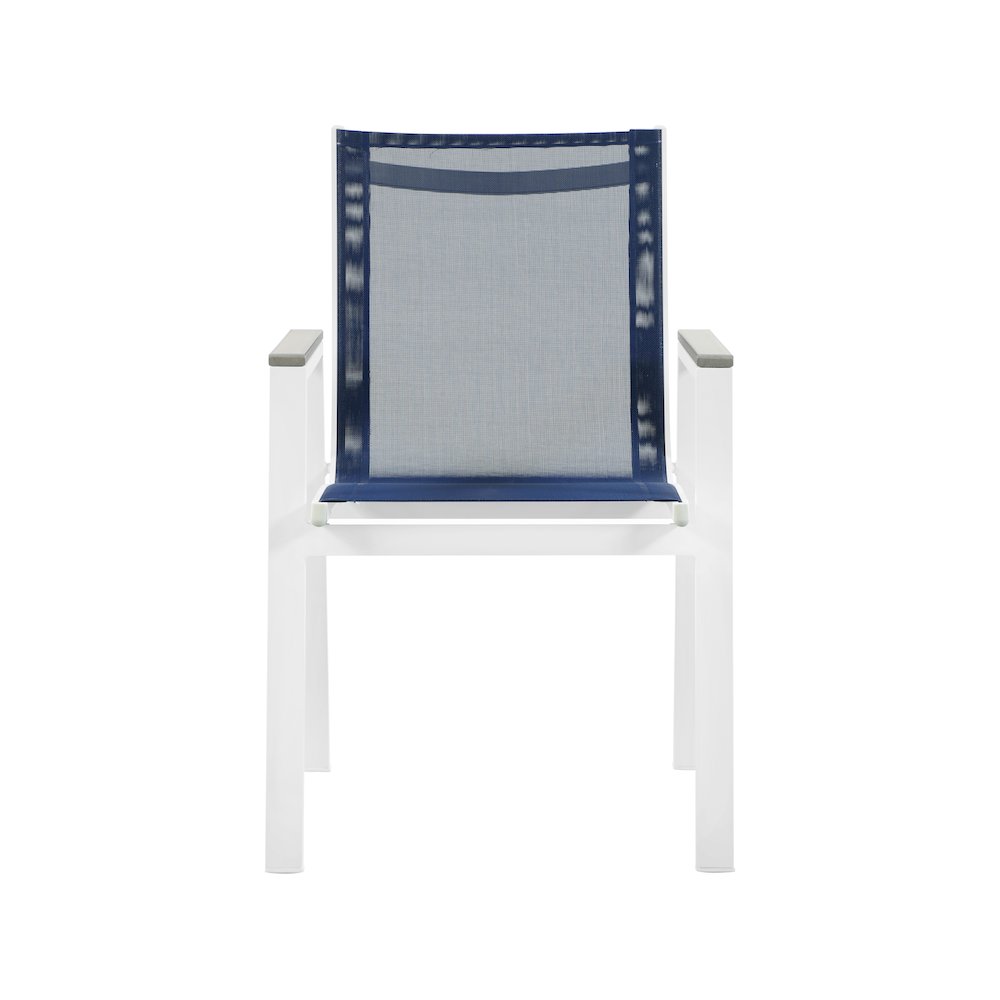 Nizuc Navy Mesh Water Resistant Fabric Outdoor Patio Dining Arm Chair, Set of 2. Picture 3