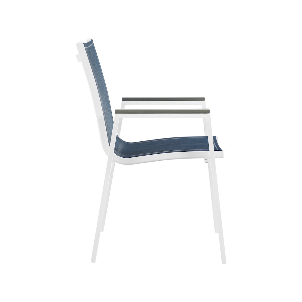 Nizuc Navy Mesh Water Resistant Fabric Outdoor Patio Dining Arm Chair, Set of 2. Picture 4