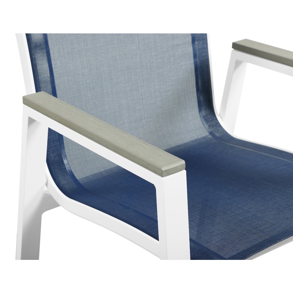 Nizuc Navy Mesh Water Resistant Fabric Outdoor Patio Dining Arm Chair, Set of 2. Picture 5