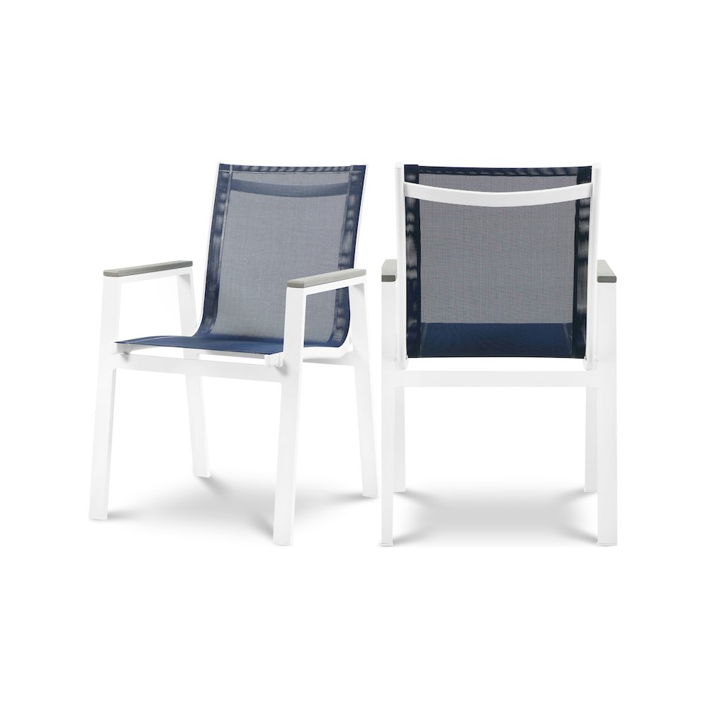 Nizuc Navy Mesh Water Resistant Fabric Outdoor Patio Dining Arm Chair, Set of 2. Picture 1