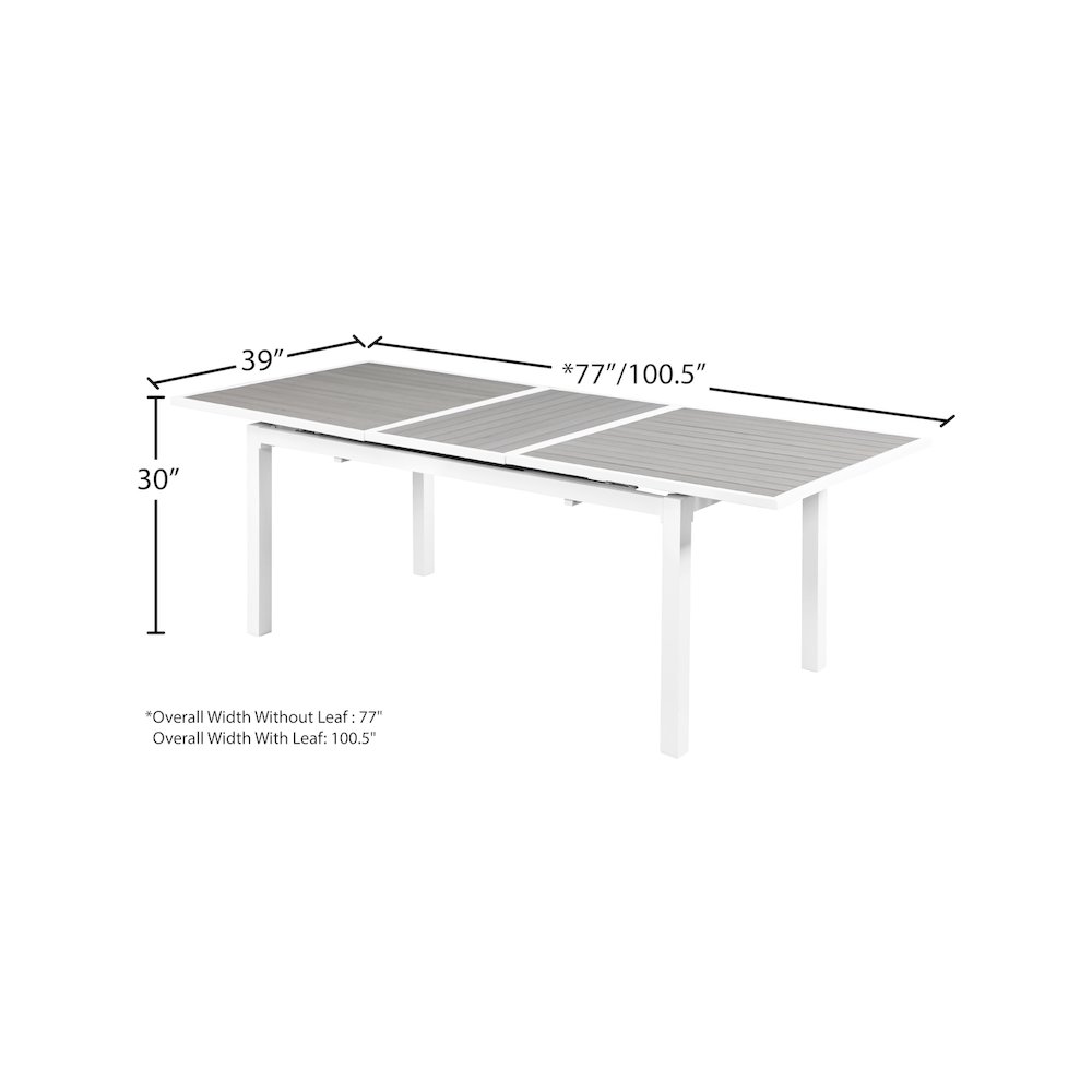 Nizuc Grey Wood Look Accent Paneling Outdoor Patio Dining Table. Picture 10