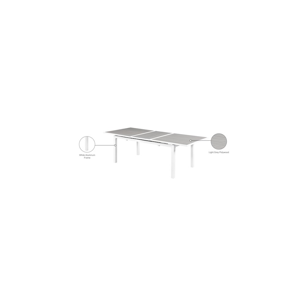 Nizuc Grey Wood Look Accent Paneling Outdoor Patio Dining Table. Picture 11
