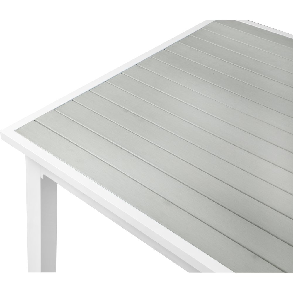 Nizuc Grey Wood Look Accent Paneling Outdoor Patio Dining Table. Picture 9
