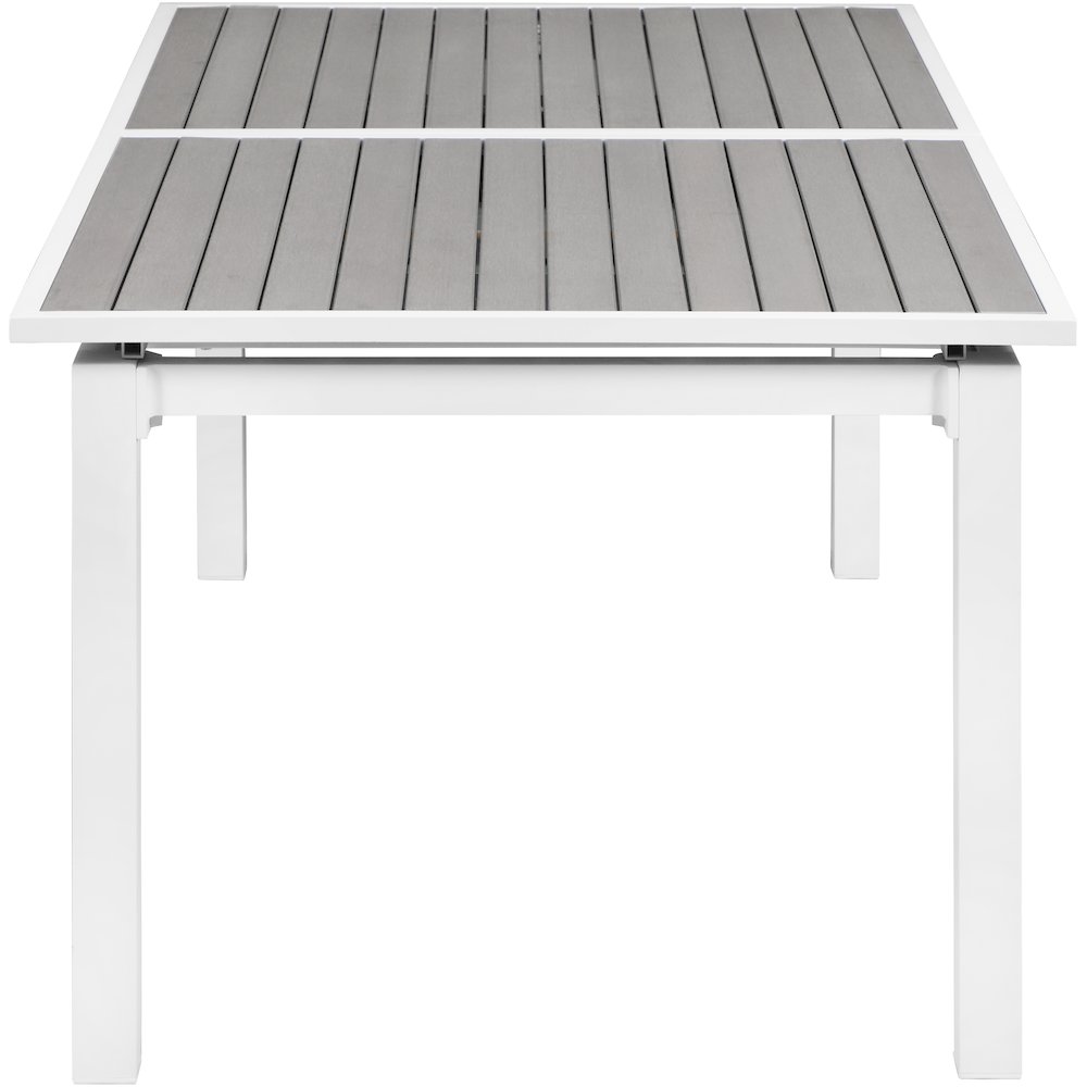 Nizuc Grey Wood Look Accent Paneling Outdoor Patio Dining Table. Picture 5