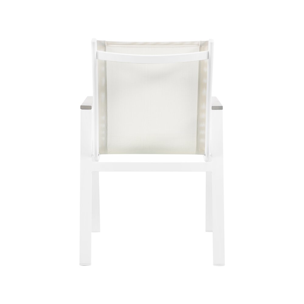 Nizuc White Mesh Water Resistant Fabric Outdoor Patio Dining Arm Chair, Set of 2. Picture 2