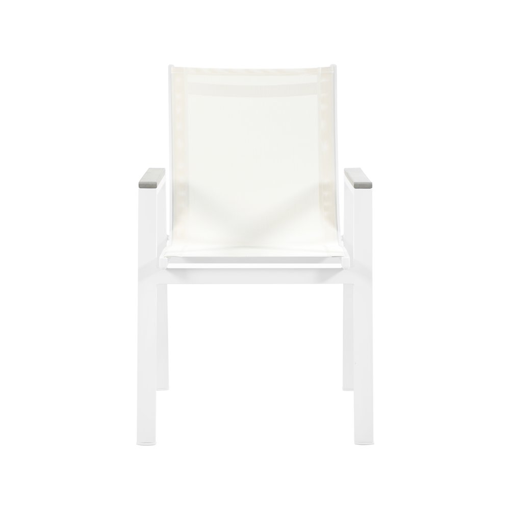 Nizuc White Mesh Water Resistant Fabric Outdoor Patio Dining Arm Chair, Set of 2. Picture 3