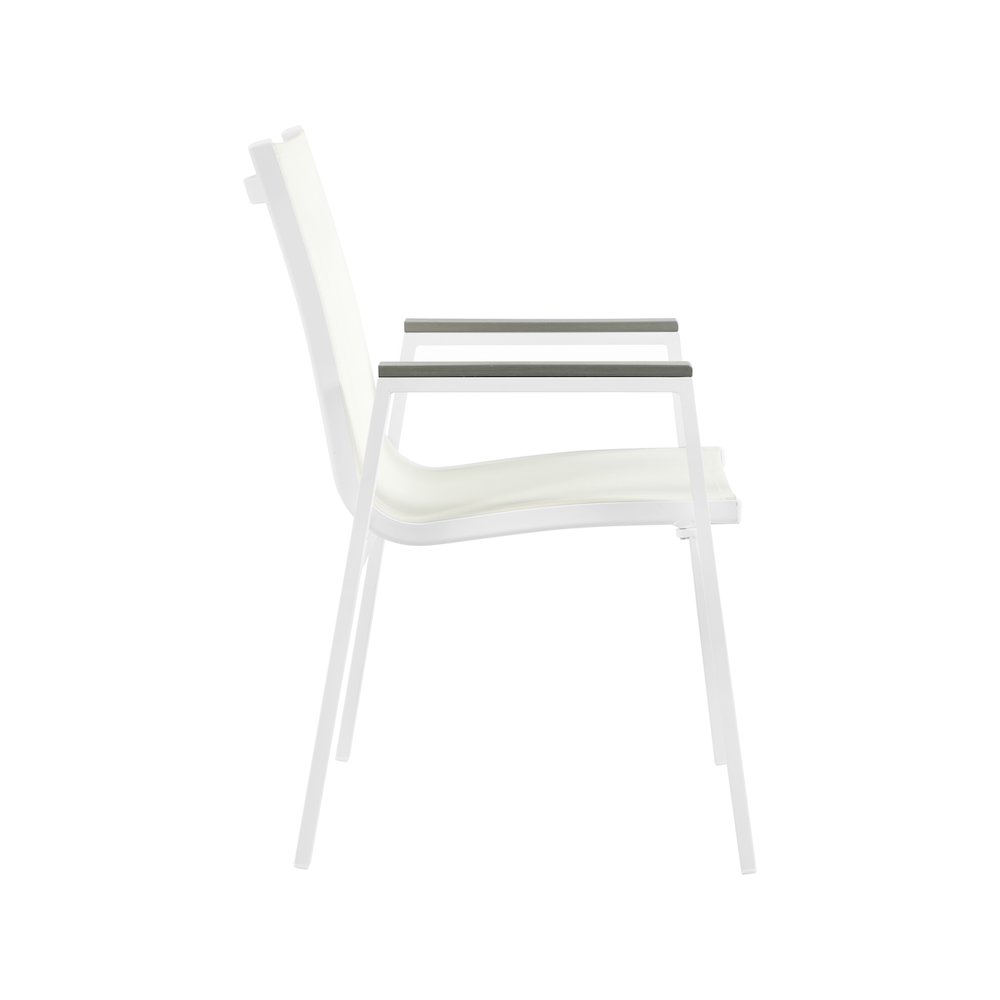 Nizuc White Mesh Water Resistant Fabric Outdoor Patio Dining Arm Chair, Set of 2. Picture 4