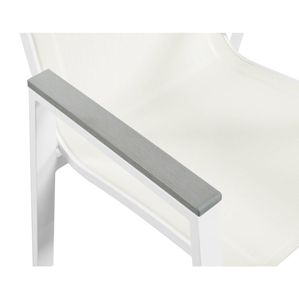 Nizuc White Mesh Water Resistant Fabric Outdoor Patio Dining Arm Chair, Set of 2. Picture 5