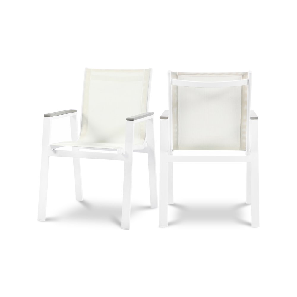 Nizuc White Mesh Water Resistant Fabric Outdoor Patio Dining Arm Chair, Set of 2. Picture 1