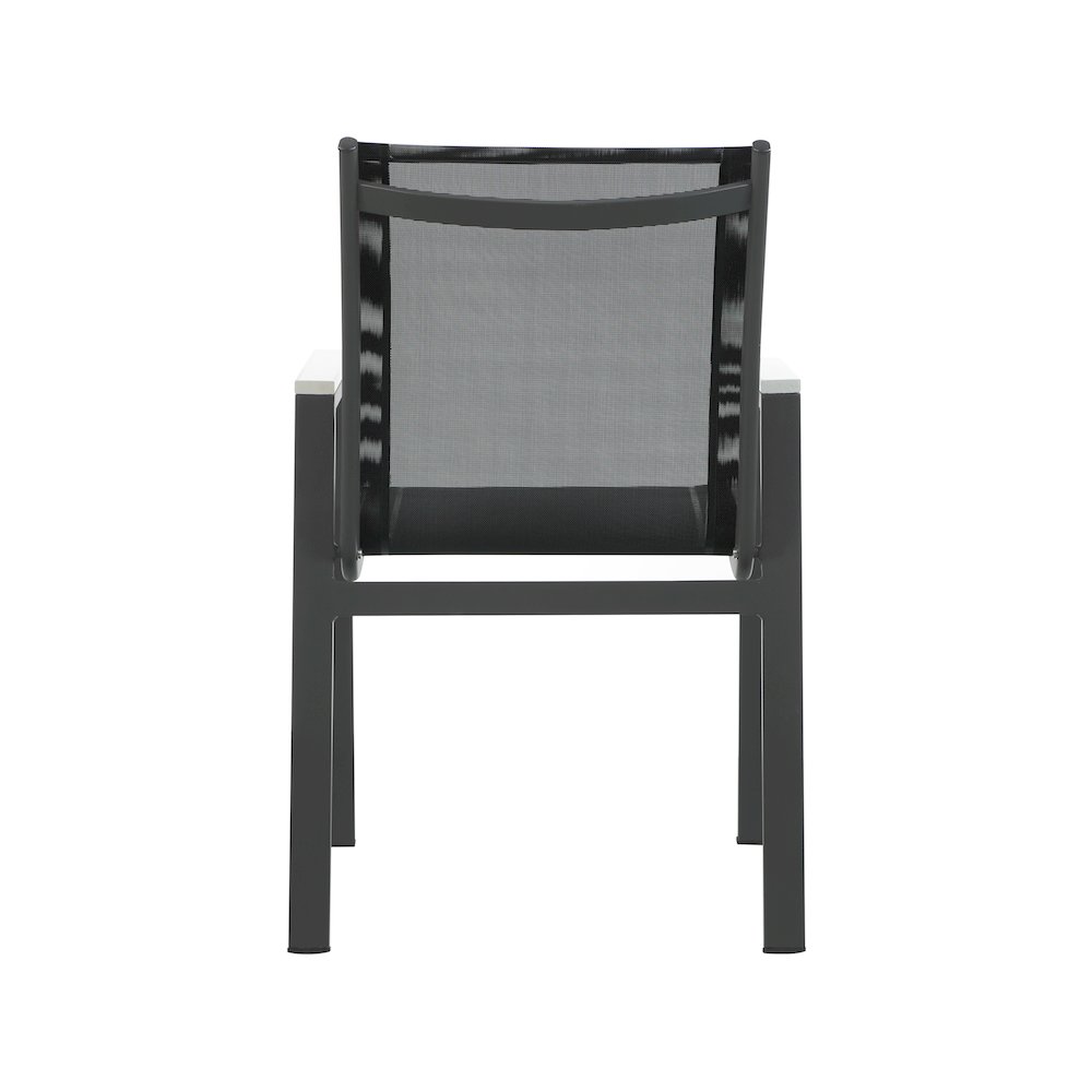 Nizuc Black Mesh Water Resistant Fabric Outdoor Patio Dining Arm Chair, Set of 2. Picture 2
