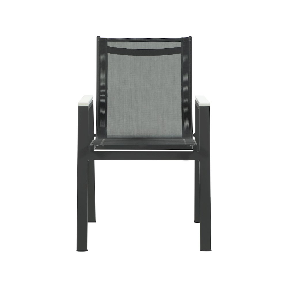 Nizuc Black Mesh Water Resistant Fabric Outdoor Patio Dining Arm Chair, Set of 2. Picture 3