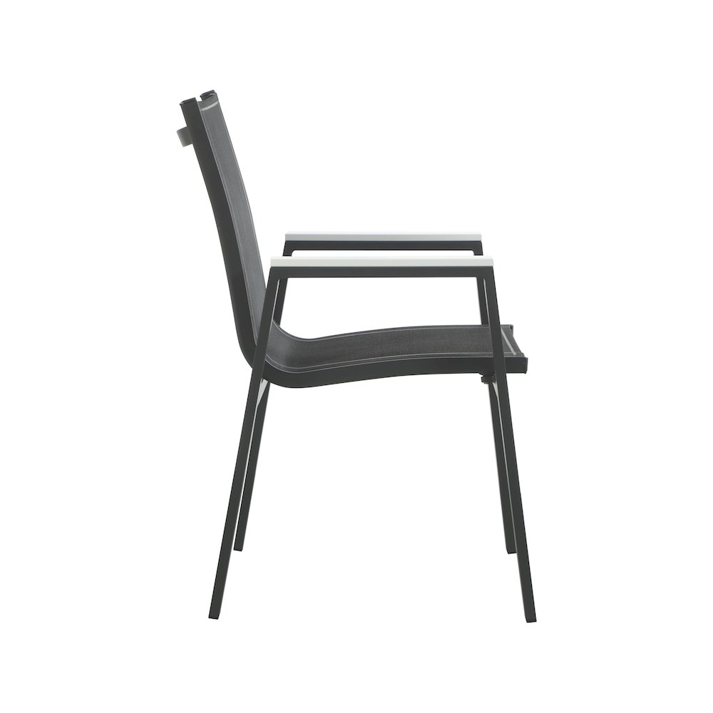 Nizuc Black Mesh Water Resistant Fabric Outdoor Patio Dining Arm Chair, Set of 2. Picture 4