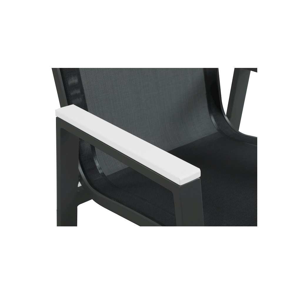 Nizuc Black Mesh Water Resistant Fabric Outdoor Patio Dining Arm Chair, Set of 2. Picture 5
