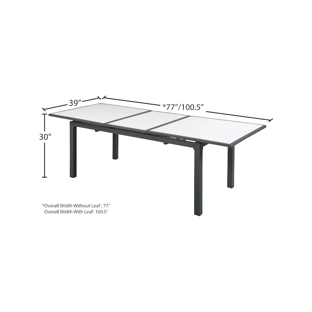 Nizuc White Wood Look Accent Paneling Outdoor Patio Aluminum Dining Table. Picture 10