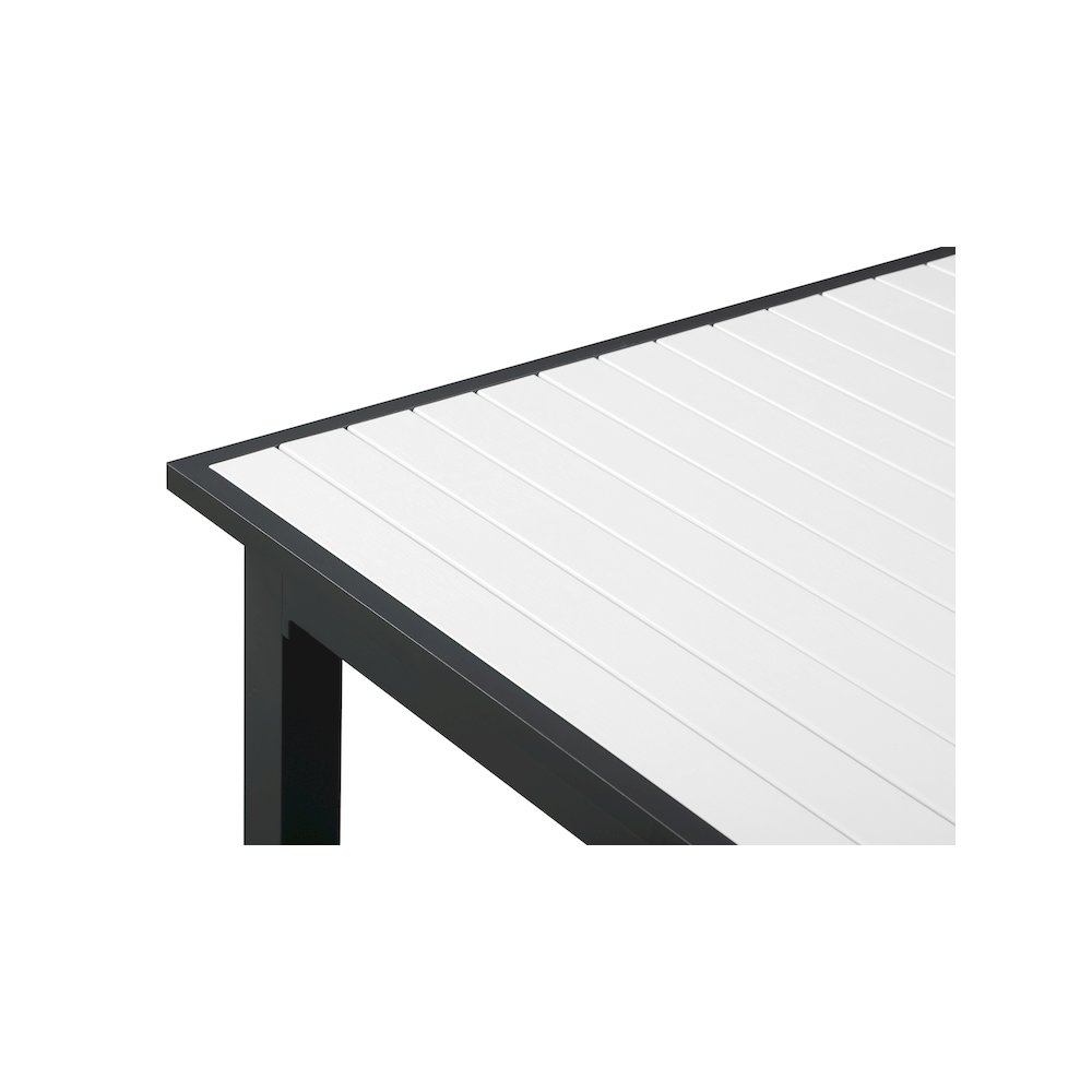 Nizuc White Wood Look Accent Paneling Outdoor Patio Aluminum Dining Table. Picture 9