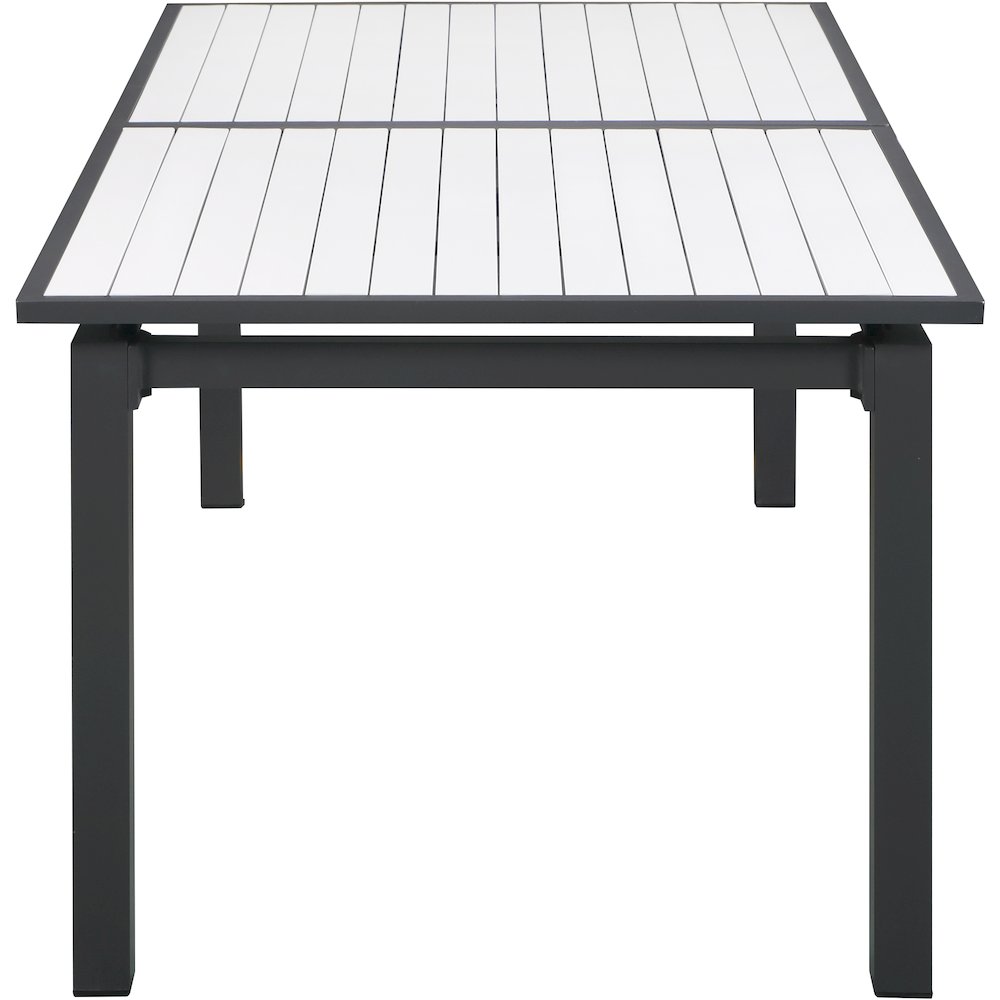 Nizuc White Wood Look Accent Paneling Outdoor Patio Aluminum Dining Table. Picture 5