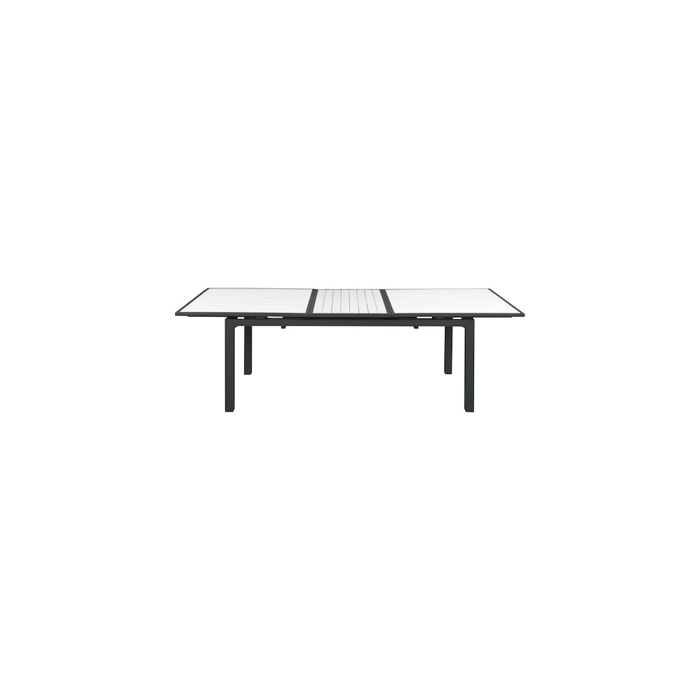 Nizuc White Wood Look Accent Paneling Outdoor Patio Aluminum Dining Table. Picture 6