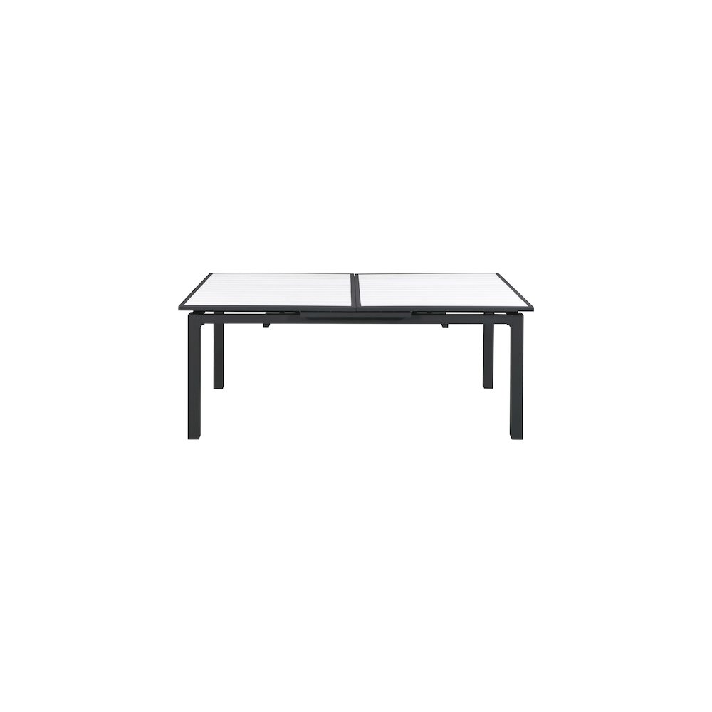 Nizuc White Wood Look Accent Paneling Outdoor Patio Aluminum Dining Table. Picture 7