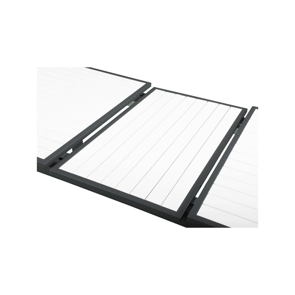 Nizuc White Wood Look Accent Paneling Outdoor Patio Aluminum Dining Table. Picture 8