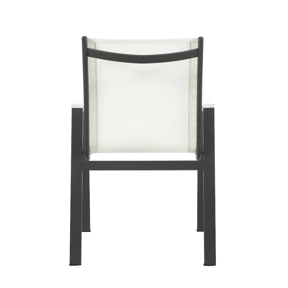 Nizuc White Mesh Water Resistant Fabric Outdoor Patio Dining Arm Chair, Set of 2. Picture 2