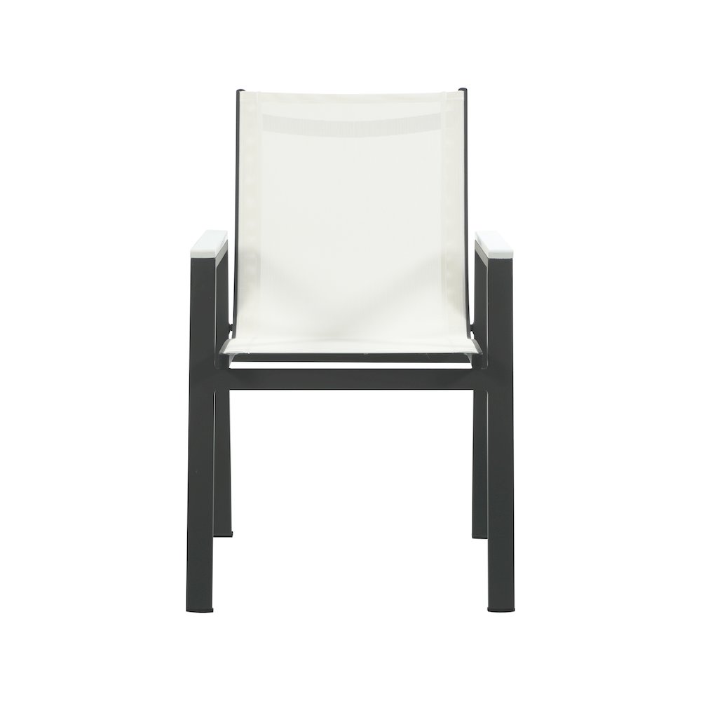 Nizuc White Mesh Water Resistant Fabric Outdoor Patio Dining Arm Chair, Set of 2. Picture 3