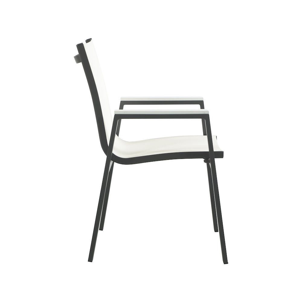 Nizuc White Mesh Water Resistant Fabric Outdoor Patio Dining Arm Chair, Set of 2. Picture 4