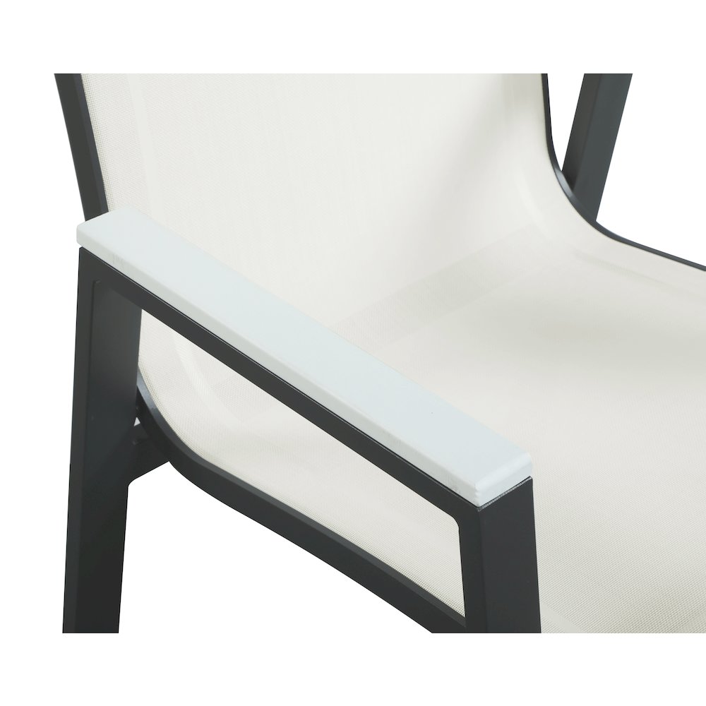 Nizuc White Mesh Water Resistant Fabric Outdoor Patio Dining Arm Chair, Set of 2. Picture 5