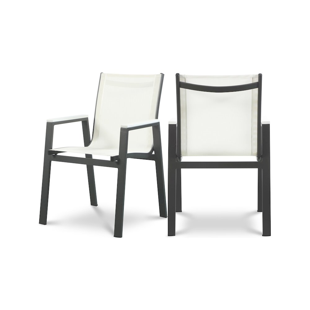 Nizuc White Mesh Water Resistant Fabric Outdoor Patio Dining Arm Chair, Set of 2. Picture 1