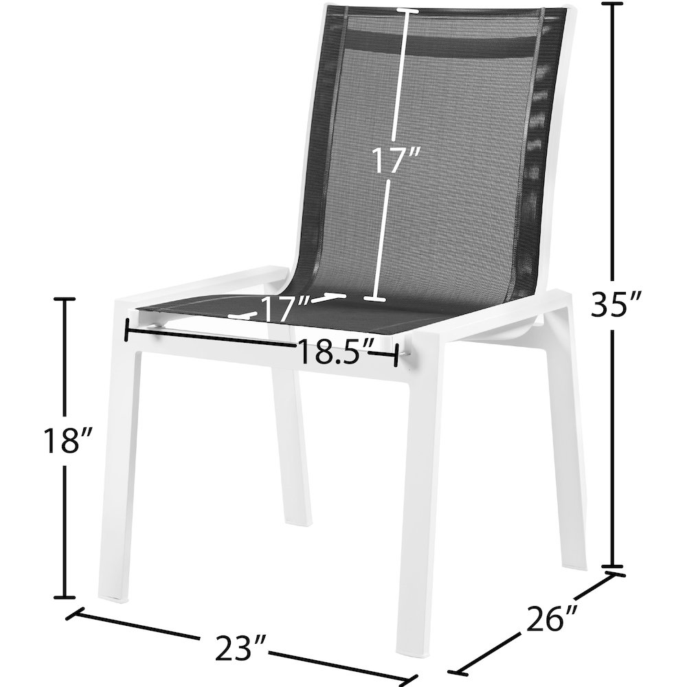 Nizuc Black Mesh Water Resistant Fabric Outdoor Patio Dining Chair, Set of 2. Picture 6