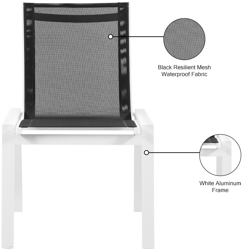 Nizuc Black Mesh Water Resistant Fabric Outdoor Patio Dining Chair, Set of 2. Picture 7