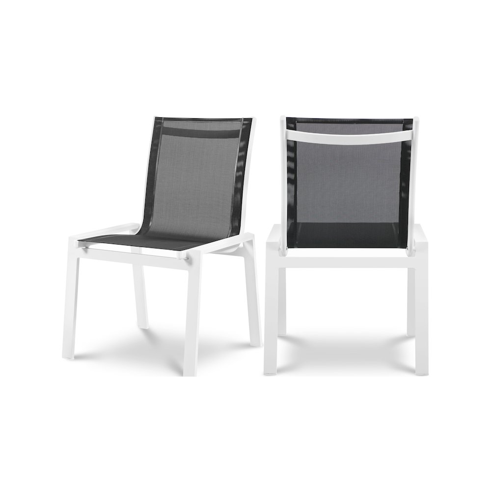 Nizuc Black Mesh Water Resistant Fabric Outdoor Patio Dining Chair, Set of 2. Picture 1