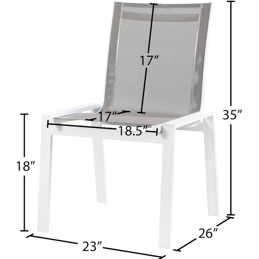Nizuc Grey Mesh Water Resistant Fabric Outdoor Patio Dining Chair, Set of 2. Picture 6