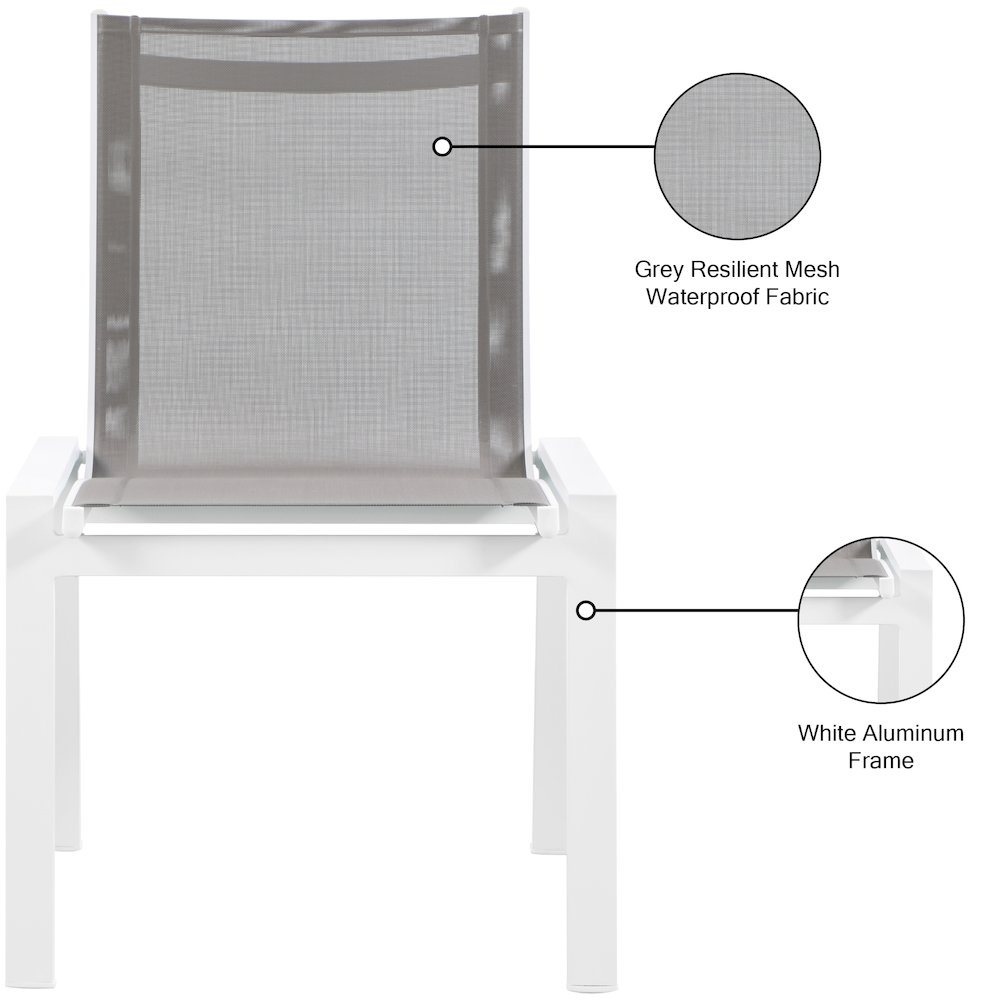 Nizuc Grey Mesh Water Resistant Fabric Outdoor Patio Dining Chair, Set of 2. Picture 7