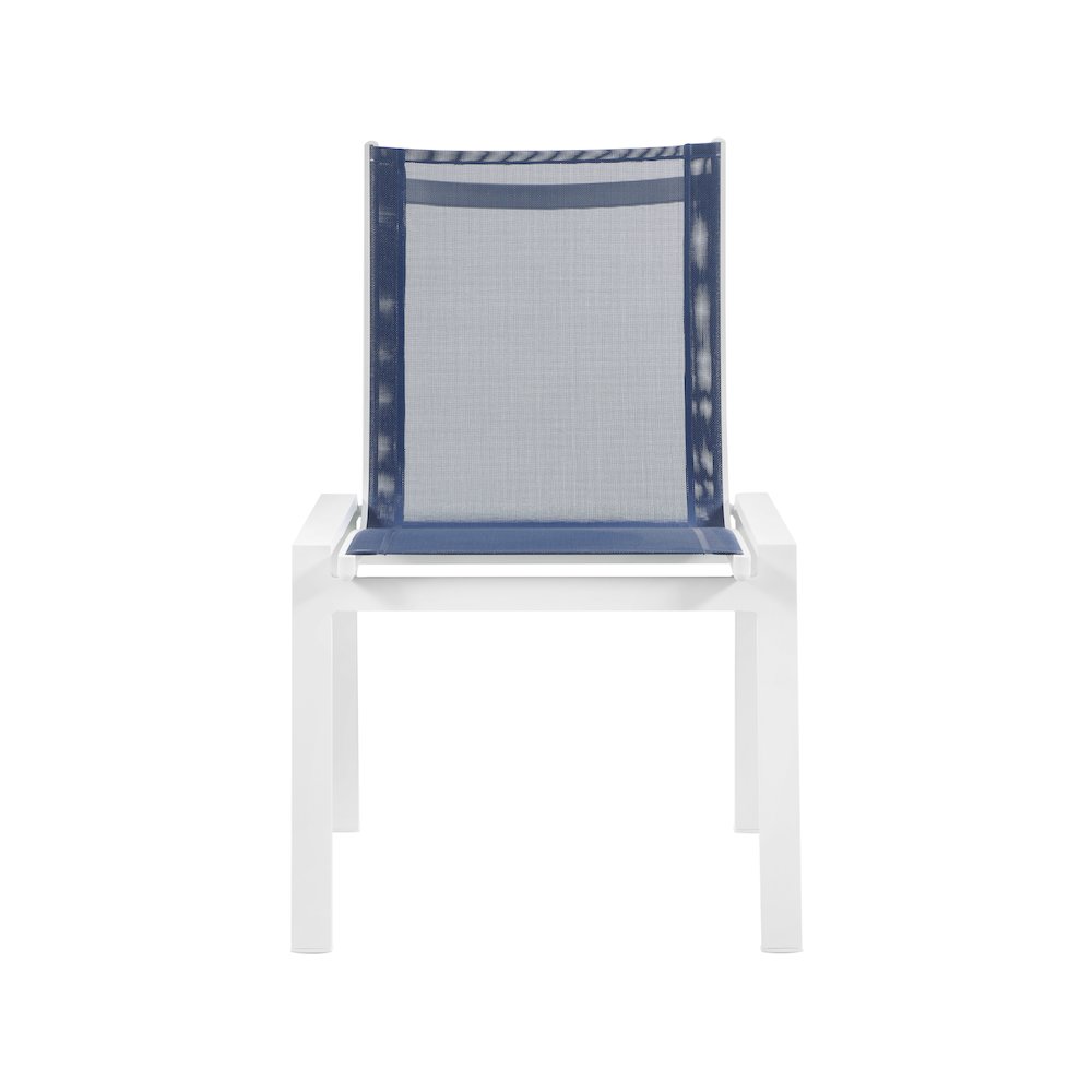 Nizuc Navy Mesh Water Resistant Fabric Outdoor Patio Dining Chair, Set of 2. Picture 3