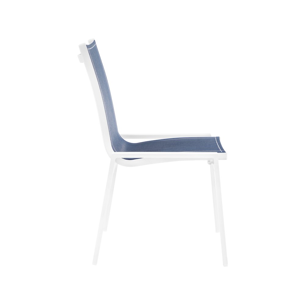 Nizuc Navy Mesh Water Resistant Fabric Outdoor Patio Dining Chair, Set of 2. Picture 4