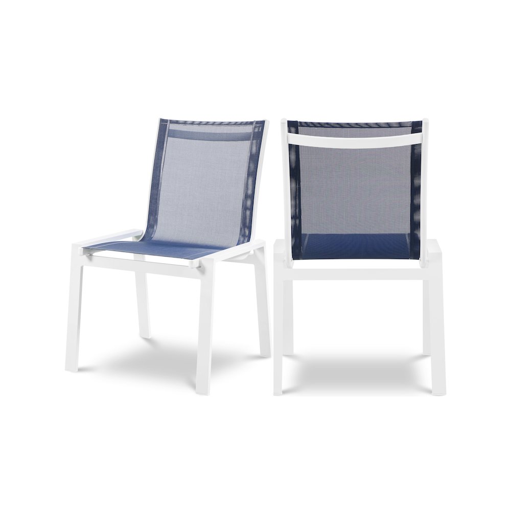 Nizuc Navy Mesh Water Resistant Fabric Outdoor Patio Dining Chair, Set of 2. Picture 1