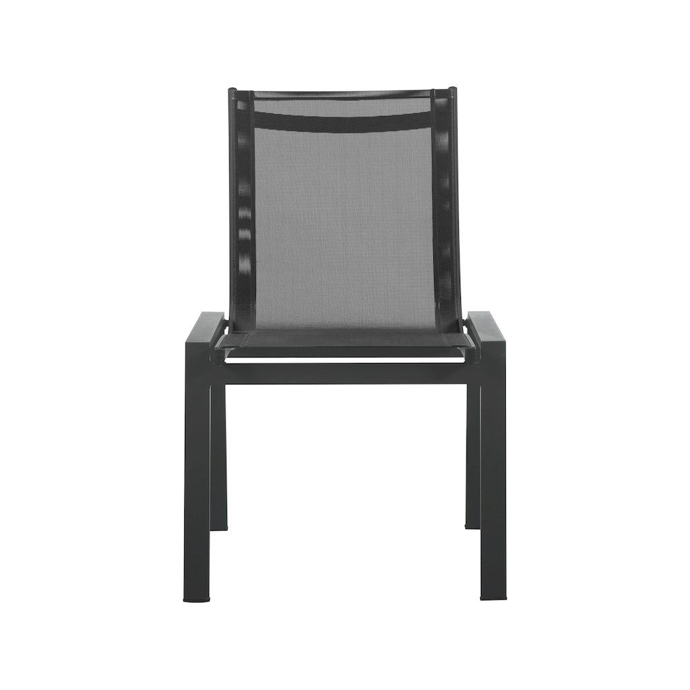 Nizuc Black Mesh Water Resistant Fabric Outdoor Patio Dining Chair, Set of 2. Picture 3