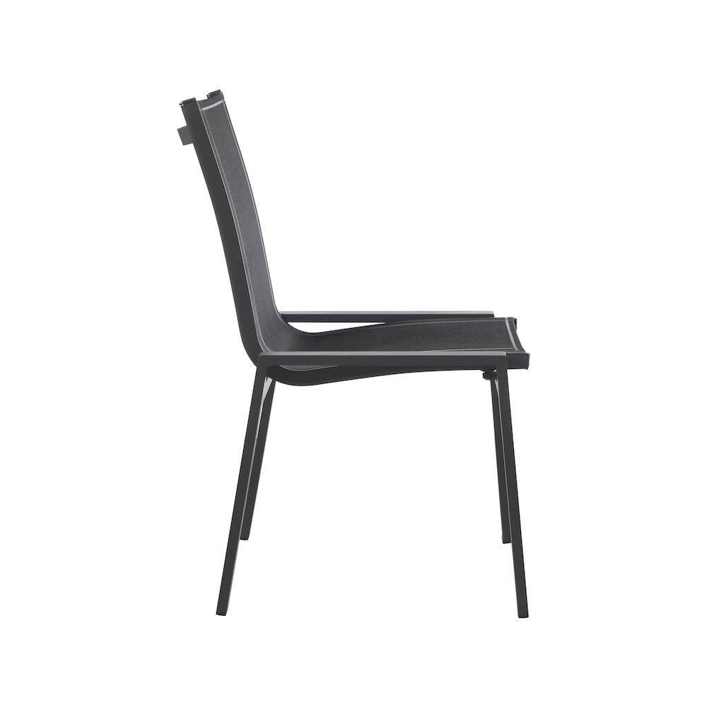 Nizuc Black Mesh Water Resistant Fabric Outdoor Patio Dining Chair, Set of 2. Picture 4