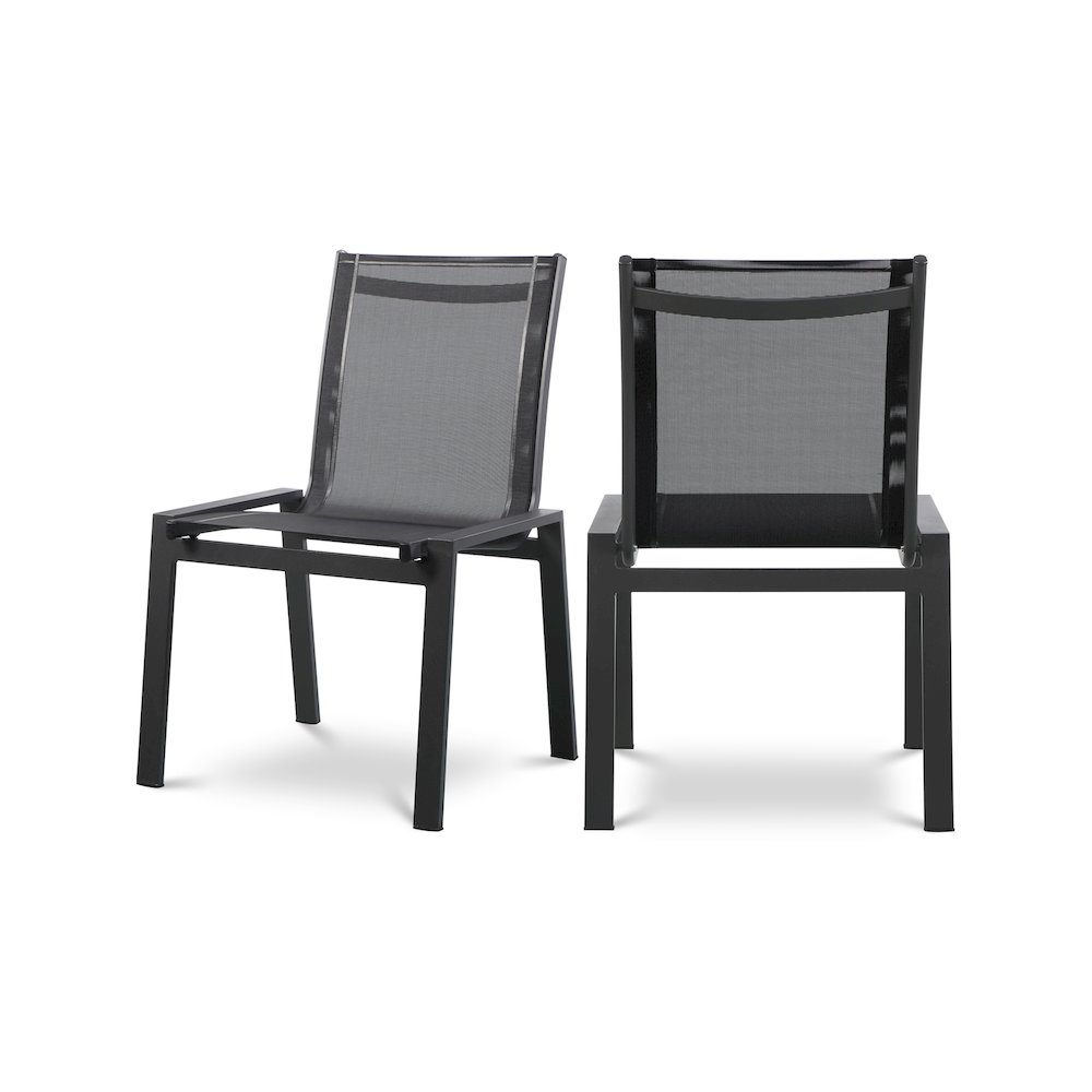 Nizuc Black Mesh Water Resistant Fabric Outdoor Patio Dining Chair, Set of 2. Picture 1