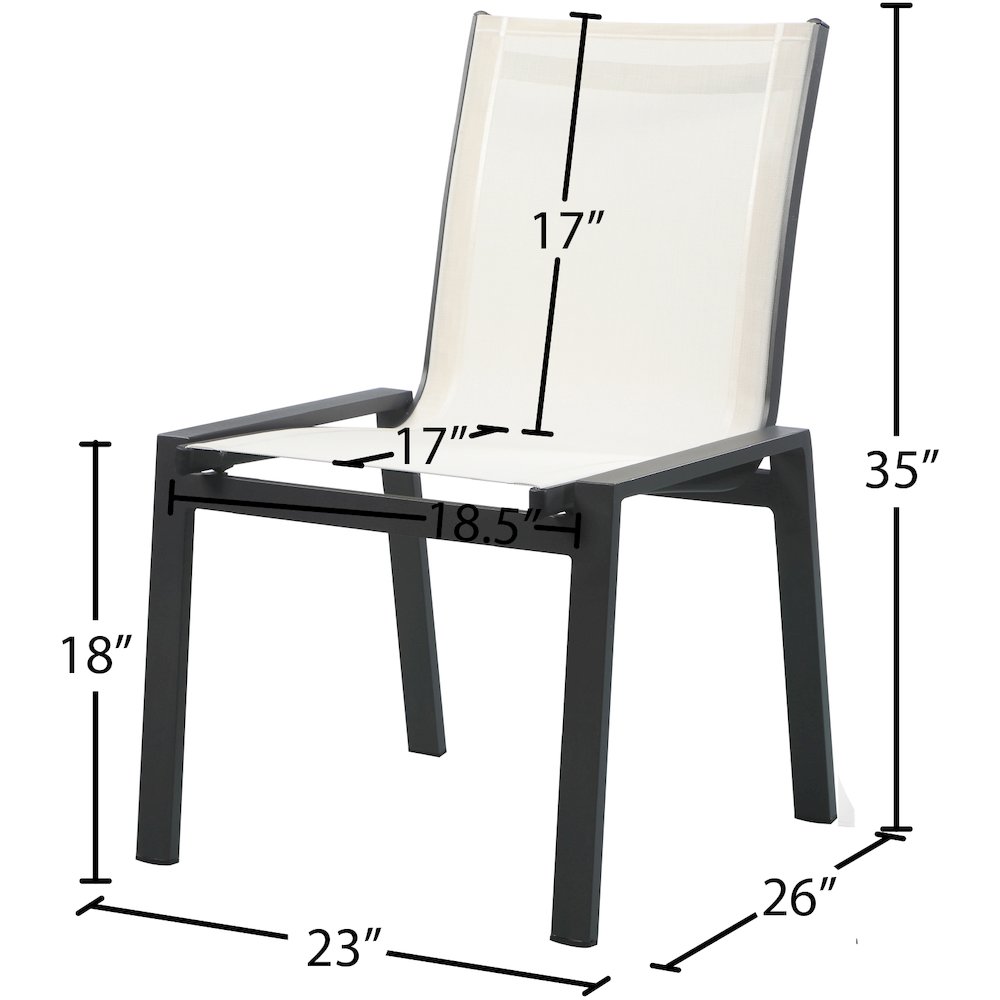 Nizuc White Mesh Water Resistant Fabric Outdoor Patio Dining Chair, Set of 2. Picture 6