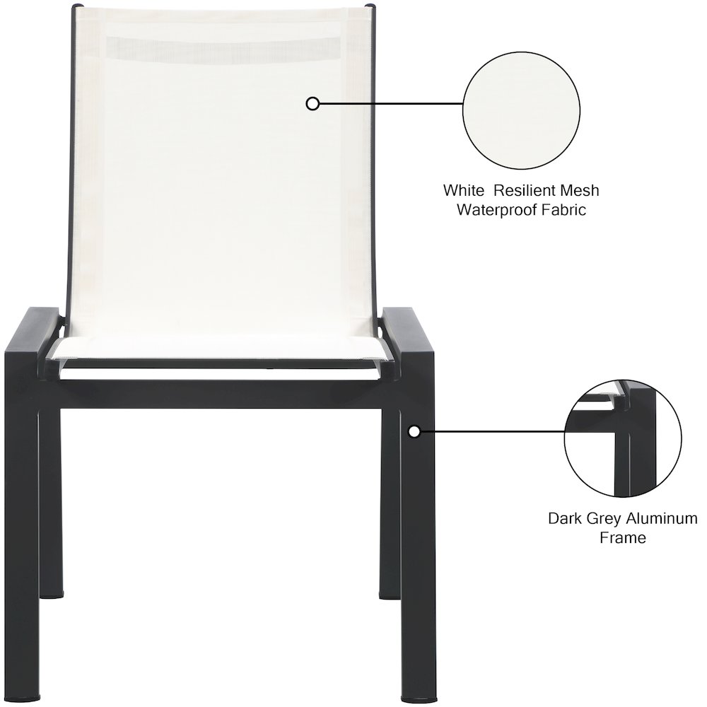 Nizuc White Mesh Water Resistant Fabric Outdoor Patio Dining Chair, Set of 2. Picture 7