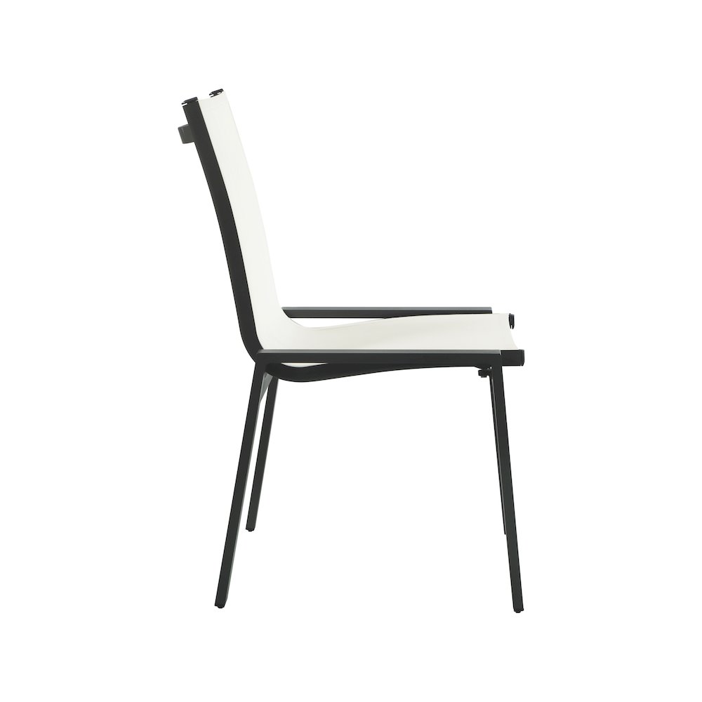 Nizuc White Mesh Water Resistant Fabric Outdoor Patio Dining Chair, Set of 2. Picture 4