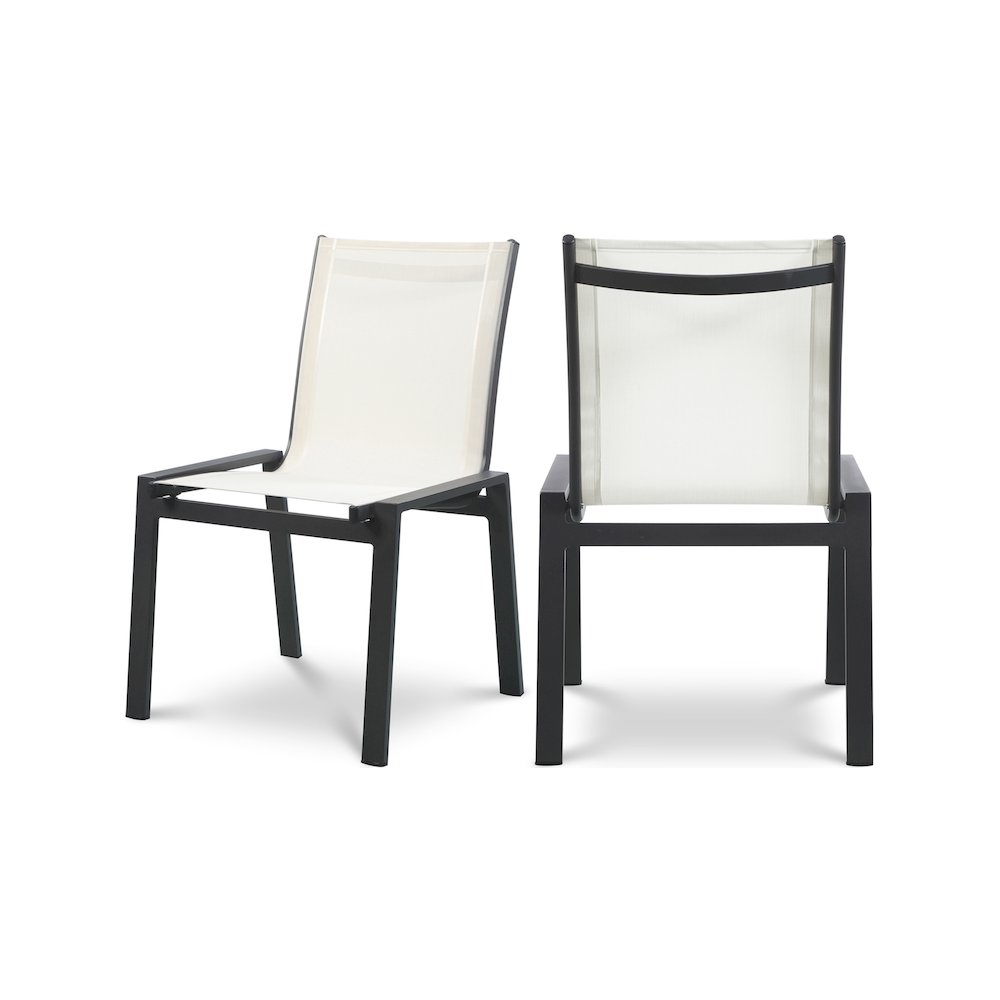 Nizuc White Mesh Water Resistant Fabric Outdoor Patio Dining Chair, Set of 2. Picture 1