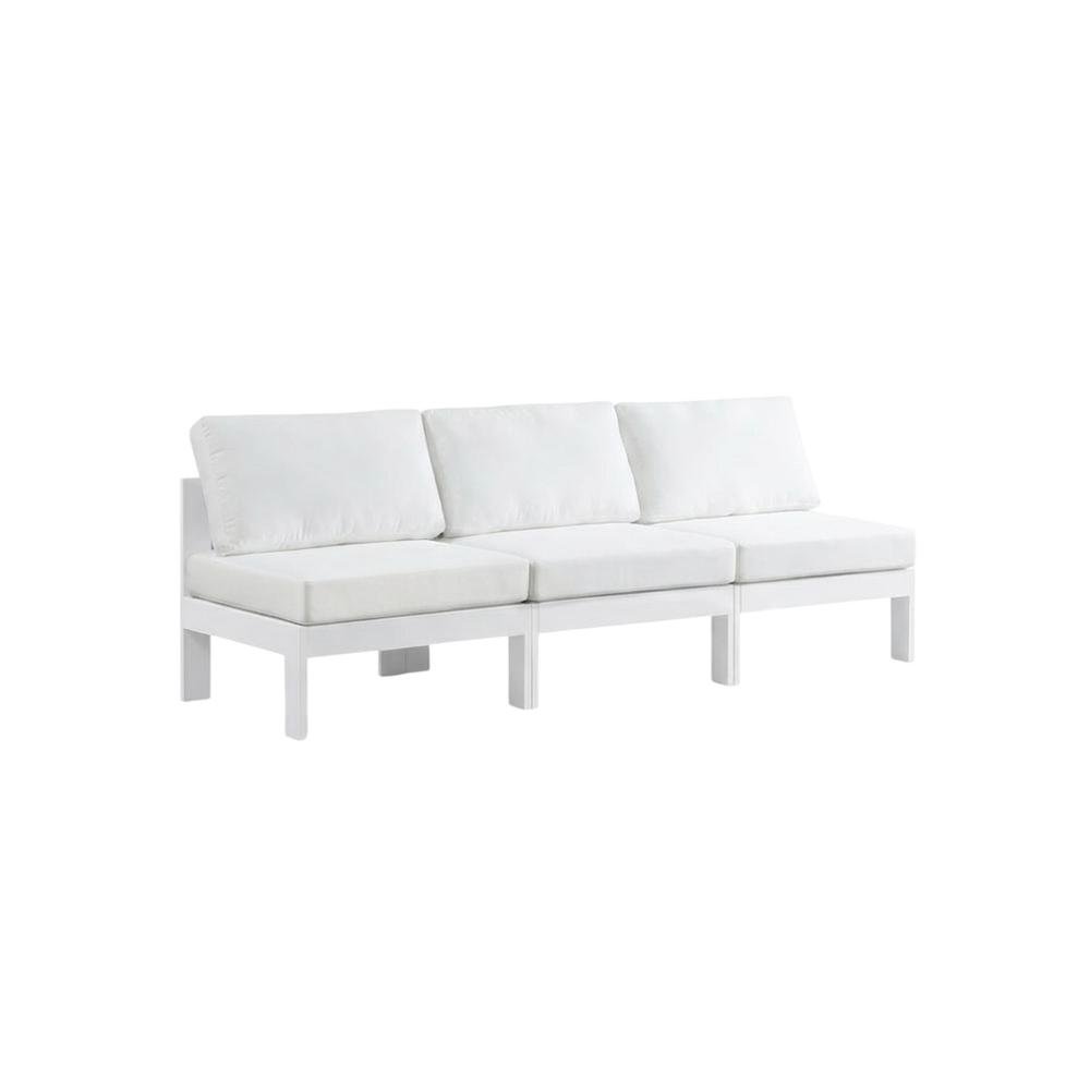 White Fabric Outdoor Patio Modular Sofa With Contemporary Style. Picture 1