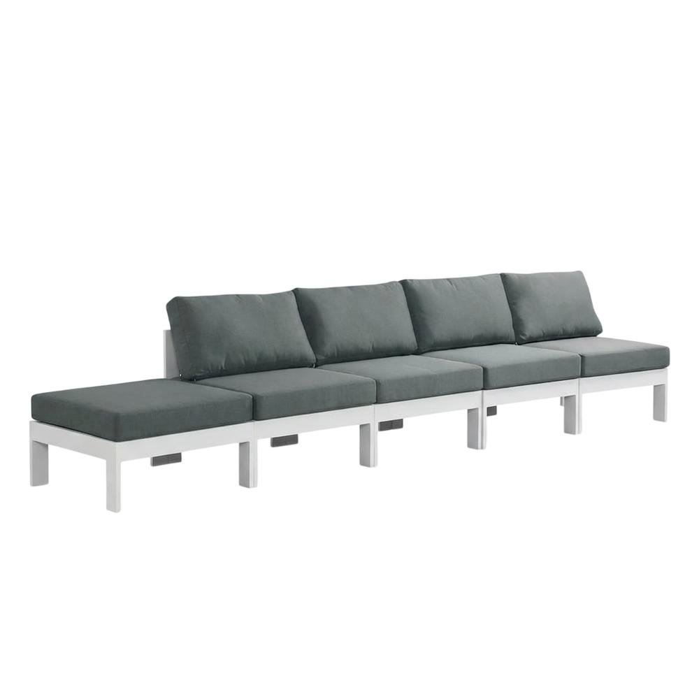 Gray Fabric Outdoor Modular Sofa With Contemporary Style And Cushioned Seat. Picture 1