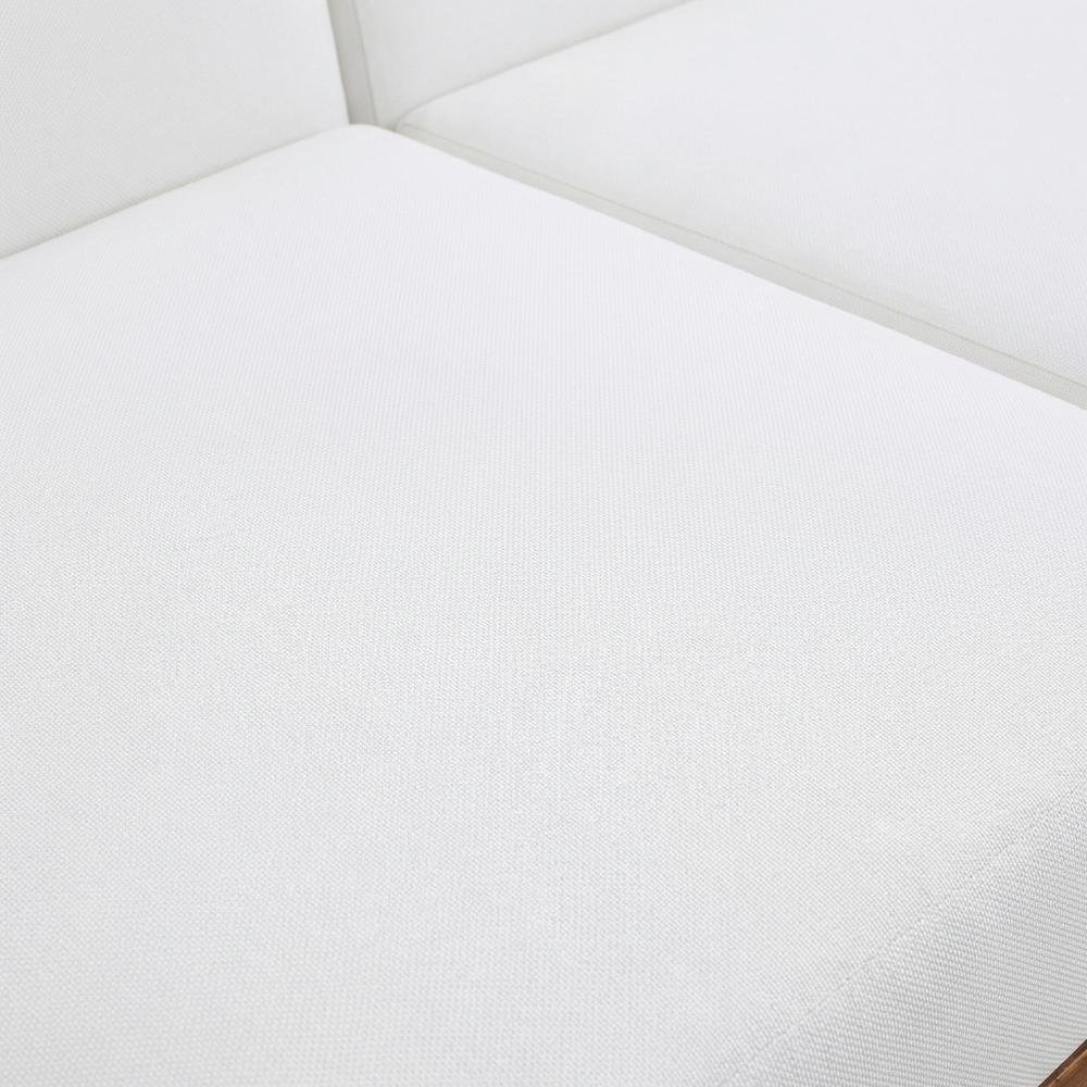 White Fabric Outdoor Patio Modular Sectional With Acacia Wood Finish. Picture 5