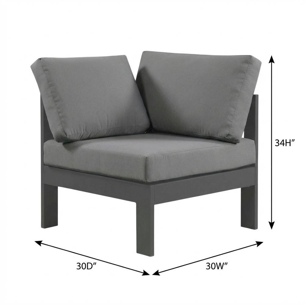Gray Fabric Outdoor Corner Chair With Aluminum Frame And Contemporary Style. Picture 7