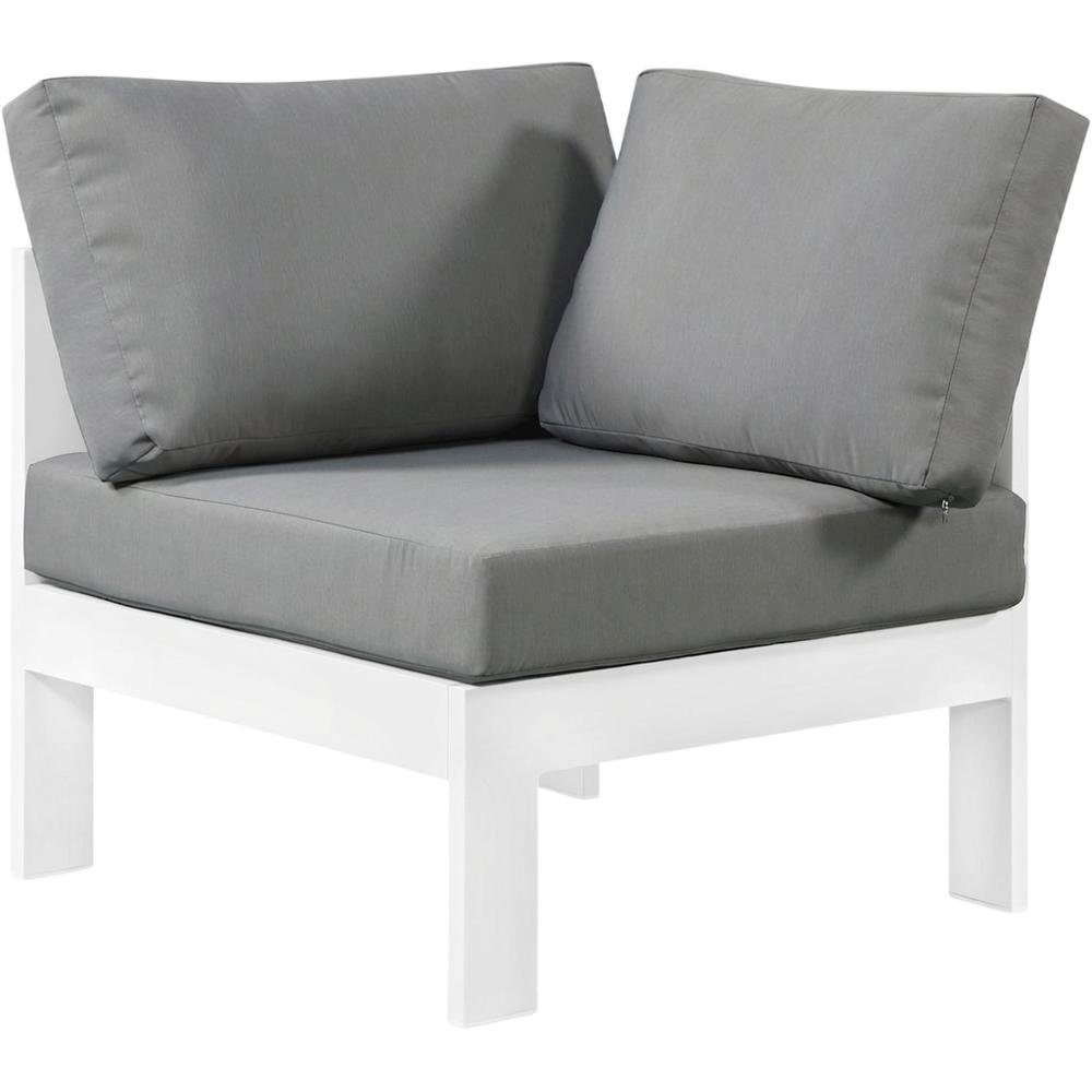 Gray Fabric Outdoor Corner Chair With Aluminum Frame And Contemporary Style. Picture 1