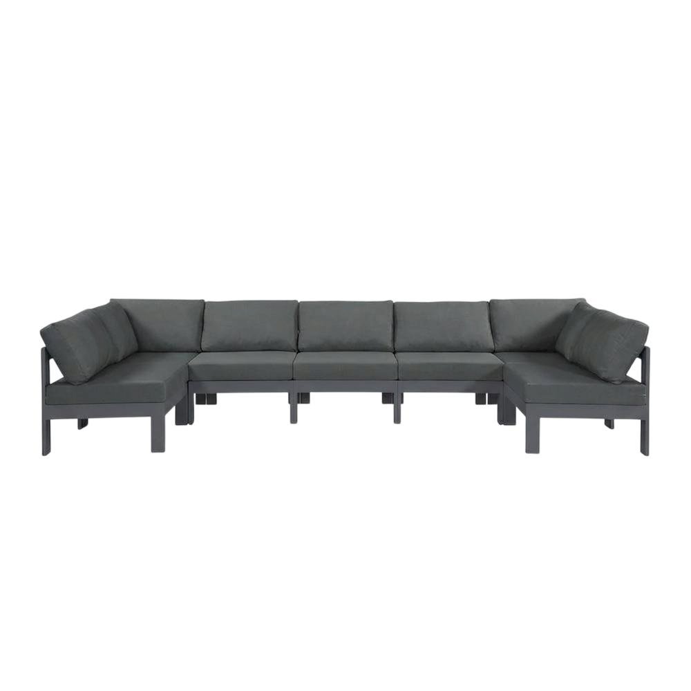 Gray Fabric Outdoor Patio Modular Sectional For Contemporary Lounge. Picture 4